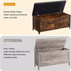 Banc de rangement, Coffre de rangement rétro en bois avec 2 charnières de sécurité, Charge maximale 136 kg, Banc ottoman de rangement pour chambre et salon, Rustique