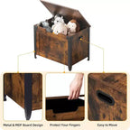 Banc de rangement, Coffre de rangement rétro en bois avec 2 charnières de sécurité, Charge maximale 136 kg, Banc ottoman de rangement pour chambre et salon, Rustique