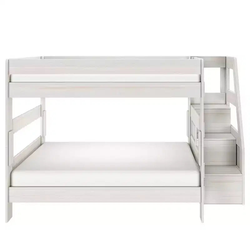 Lit superposé Queen sur Queen style ferme moderne avec escalier