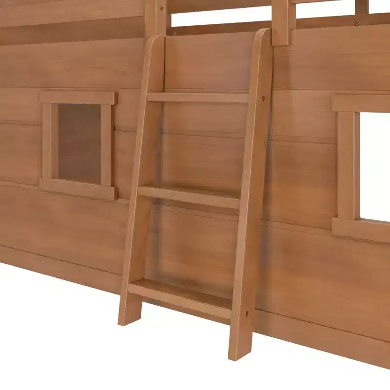 Lit mezzanine bas jumeau de ferme avec 2 fenêtres