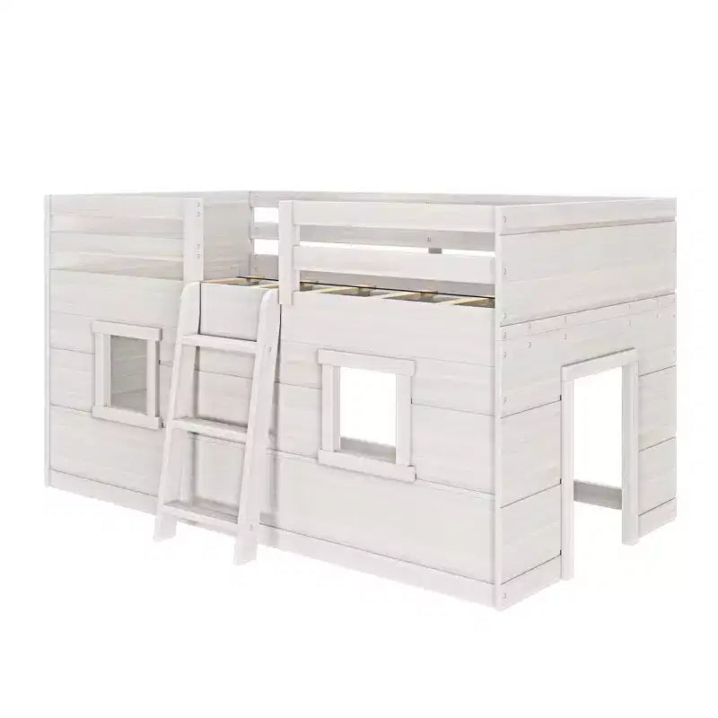 Lit mezzanine bas jumeau de ferme avec 2 fenêtres