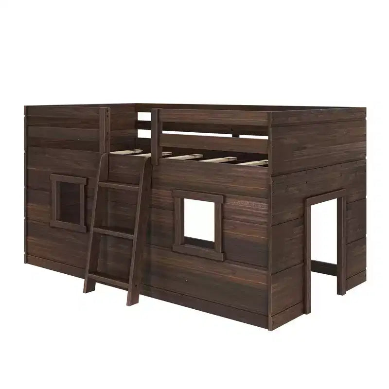 Lit mezzanine bas jumeau de ferme avec 2 fenêtres