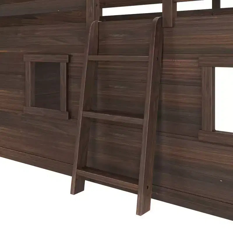 Lit mezzanine bas jumeau de ferme avec 2 fenêtres