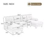Homy Casa Canapé d'angle en U avec poches de rangement et oreillers d'accoudoir, canapé de salon moderne à 6 places, gris