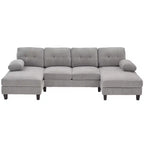 Homy Casa Canapé d'angle en U avec poches de rangement et oreillers d'accoudoir, canapé de salon moderne à 6 places, gris