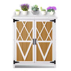 Armoire de rangement étanche, établi de jardin en bois avec 2 étagères amovibles, plateau en métal galvanisé, utilisable en intérieur et en extérieur.