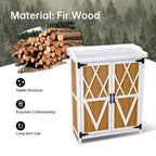 Armoire de rangement étanche, établi de jardin en bois avec 2 étagères amovibles, plateau en métal galvanisé, utilisable en intérieur et en extérieur.