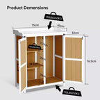 Armoire de rangement étanche, établi de jardin en bois avec 2 étagères amovibles, plateau en métal galvanisé, utilisable en intérieur et en extérieur.