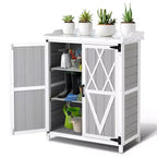 Armoire de rangement étanche, établi de jardin en bois avec 2 étagères amovibles, plateau en métal galvanisé, utilisable en intérieur et en extérieur.
