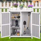 Armoire de rangement étanche, établi de jardin en bois avec 2 étagères amovibles, plateau en métal galvanisé, utilisable en intérieur et en extérieur.