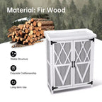 Armoire de rangement étanche, établi de jardin en bois avec 2 étagères amovibles, plateau en métal galvanisé, utilisable en intérieur et en extérieur.