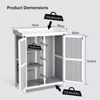 Armoire de rangement étanche, établi de jardin en bois avec 2 étagères amovibles, plateau en métal galvanisé, utilisable en intérieur et en extérieur.