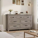 Commode GustoWave 54 à 7 tiroirs avec dispositif de sécurité anti-basculement - Commode de rangement moderne pour chambre ou salon