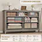 Commode GustoWave 54 à 7 tiroirs avec dispositif de sécurité anti-basculement - Commode de rangement moderne pour chambre ou salon