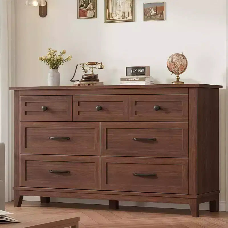 Commode GustoWave 54 à 7 tiroirs avec dispositif de sécurité anti-basculement - Commode de rangement moderne pour chambre ou salon
