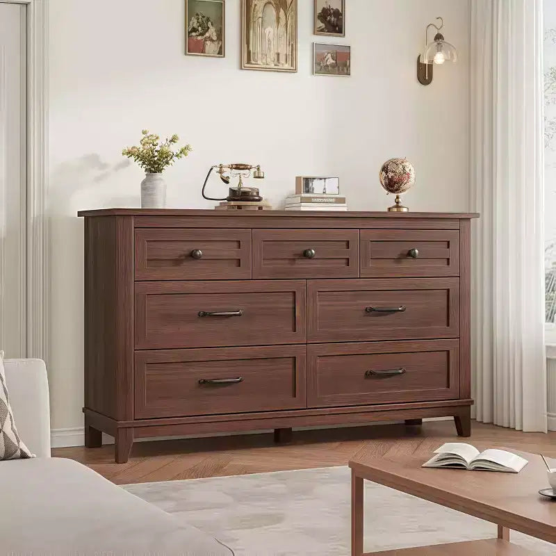 Commode GustoWave 54 à 7 tiroirs avec dispositif de sécurité anti-basculement - Commode de rangement moderne pour chambre ou salon