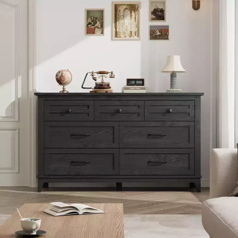 Commode GustoWave 54 à 7 tiroirs avec dispositif de sécurité anti-basculement - Commode de rangement moderne pour chambre ou salon