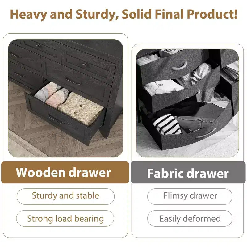 Commode GustoWave 54 à 7 tiroirs avec dispositif de sécurité anti-basculement - Commode de rangement moderne pour chambre ou salon