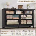 Commode GustoWave 54 à 7 tiroirs avec dispositif de sécurité anti-basculement - Commode de rangement moderne pour chambre ou salon