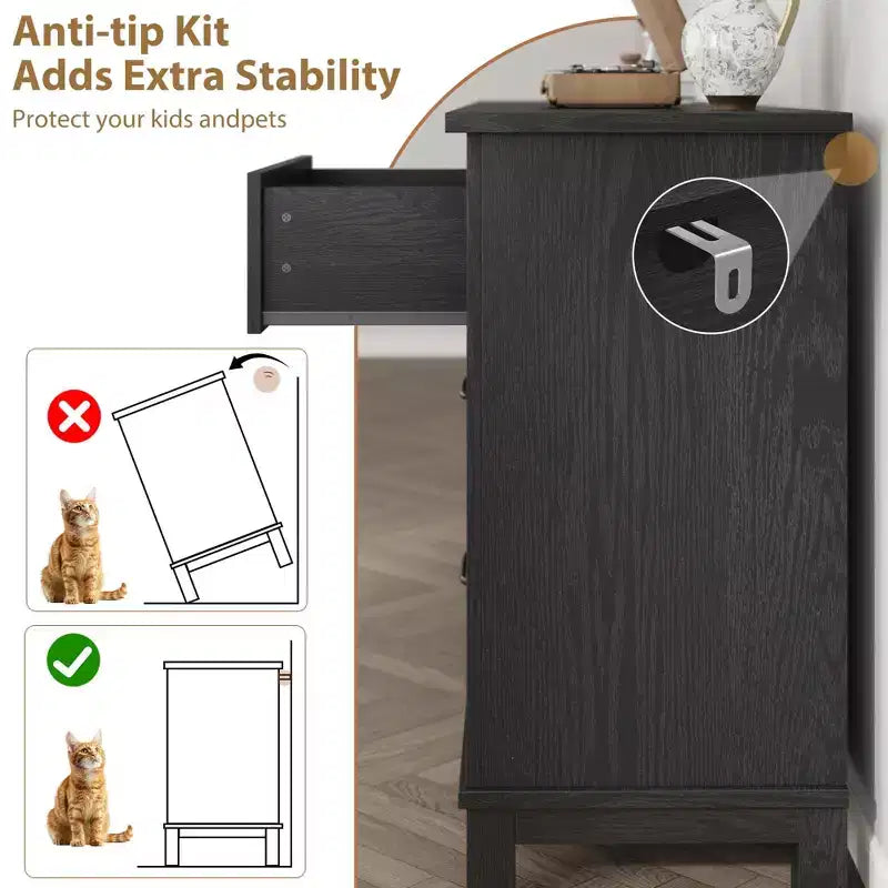 Commode GustoWave 54 à 7 tiroirs avec dispositif de sécurité anti-basculement - Commode de rangement moderne pour chambre ou salon