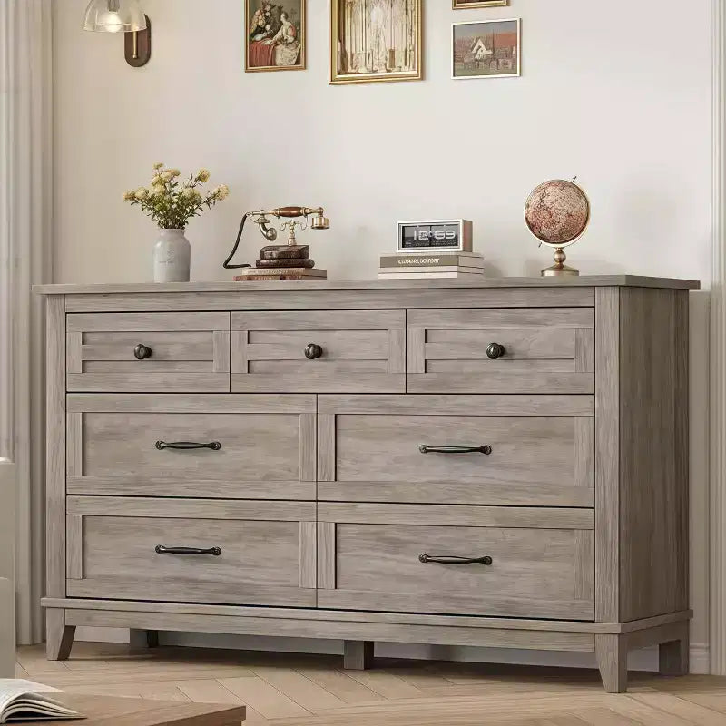 Commode GustoWave 54 à 7 tiroirs avec dispositif de sécurité anti-basculement - Commode de rangement moderne pour chambre ou salon