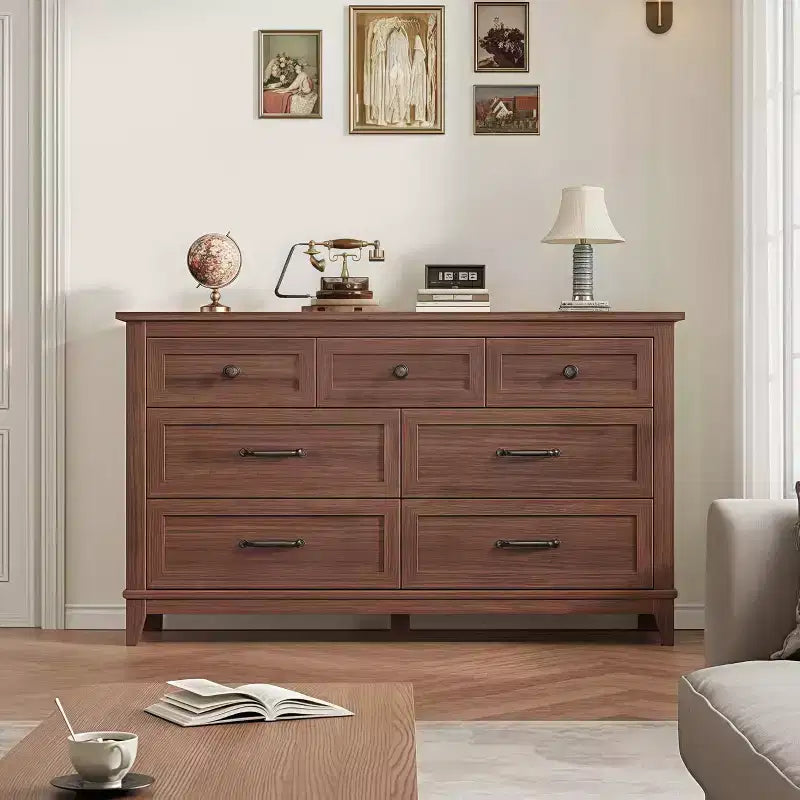 Commode GustoWave 54 à 7 tiroirs avec dispositif de sécurité anti-basculement - Commode de rangement moderne pour chambre ou salon