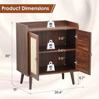 JVNOXK Buffet avec Rangement, Meuble Bar à Liqueurs avec Portes Décorées en Rotin, pour Couloir, Noyer