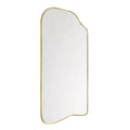 Ellara Gold Asymmetrical Full Length Mirror Irregular Curved Gold Frame 65'' H x 35'' Large Hanging Full Body Gold Mirror for Bedroom, Living Room