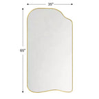 Miroir Ellara Gold asymétrique pleine longueur, cadre doré incurvé irrégulier 65'' H x 35'' Grand miroir doré pleine longueur à suspendre pour chambre, salon