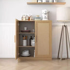 PexFix 36 Buffet modulaire avec rangement, buffet de ferme avec portes en rotin pour salon, cuisine, salle à manger, entrée, naturel