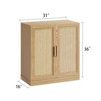 PexFix 36 Buffet modulaire avec rangement, buffet de ferme avec portes en rotin pour salon, cuisine, salle à manger, entrée, naturel