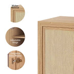 PexFix 36 Buffet modulaire avec rangement, buffet de ferme avec portes en rotin pour salon, cuisine, salle à manger, entrée, naturel