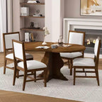 Ensemble de salle à manger 5 pièces en bois Whisen Farmhouse avec 4 chaises rembourrées, table à manger extensible