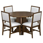 Ensemble de salle à manger 5 pièces en bois Whisen Farmhouse avec 4 chaises rembourrées, table à manger extensible