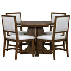 Ensemble de salle à manger 5 pièces en bois Whisen Farmhouse avec 4 chaises rembourrées, table à manger extensible