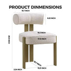 Lot de 2 chaises de salle à manger modernes en bouclette, chaises de salle à manger rembourrées avec pieds en bois d'hévéa et dossier incurvé ergonomique pour salle à manger ou salon