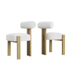 Lot de 2 chaises de salle à manger modernes en bouclette, chaises de salle à manger rembourrées avec pieds en bois d'hévéa et dossier incurvé ergonomique pour salle à manger ou salon
