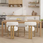 Lot de 2 chaises de salle à manger modernes en bouclette, chaises de salle à manger rembourrées avec pieds en bois d'hévéa et dossier incurvé ergonomique pour salle à manger ou salon
