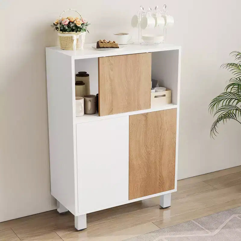 Meuble de rangement en bois - Buffet avec portes coulissantes, étagères réglables, meuble d'angle, bibliothèque compacte