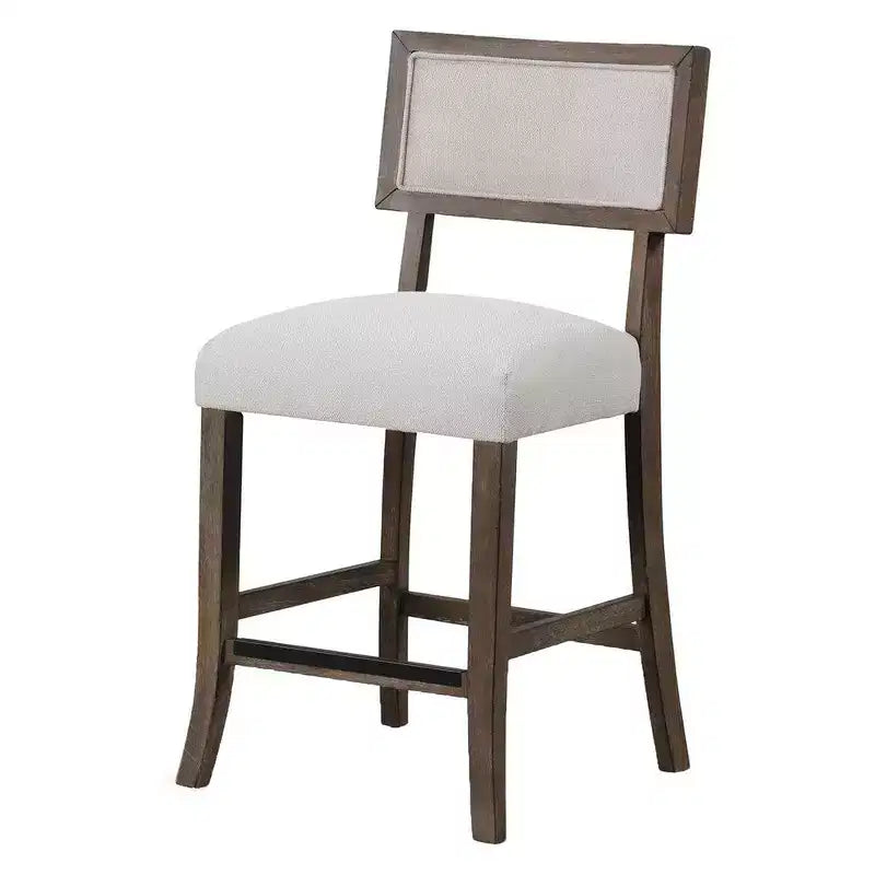 Tabourets de bar Royal Hampton, lot de 2, bois de noyer foncé, assise grise