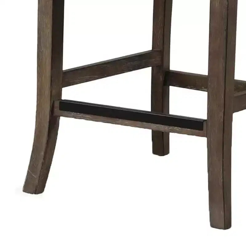 Tabourets de bar Royal Hampton, lot de 2, bois de noyer foncé, assise grise