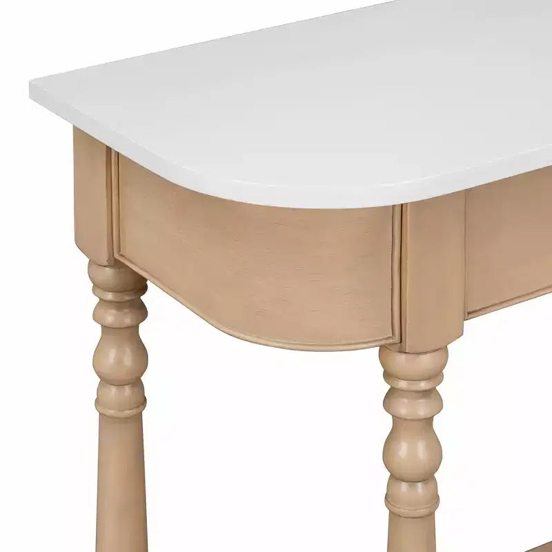 Console étroite vintage avec rangement, Table d'entrée en bois avec tiroir supérieur et étagère ouverte, Table de canapé rétro pour entrée et couloir
