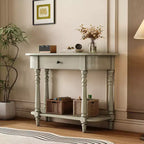 Console étroite vintage avec rangement, Table d'entrée en bois avec tiroir supérieur et étagère ouverte, Table de canapé rétro pour entrée et couloir