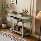 Console étroite vintage avec rangement, Table d'entrée en bois avec tiroir supérieur et étagère ouverte, Table de canapé rétro pour entrée et couloir