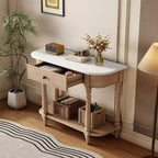 Console étroite vintage avec rangement, Table d'entrée en bois avec tiroir supérieur et étagère ouverte, Table de canapé rétro pour entrée et couloir