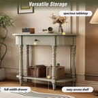Console étroite vintage avec rangement, Table d'entrée en bois avec tiroir supérieur et étagère ouverte, Table de canapé rétro pour entrée et couloir