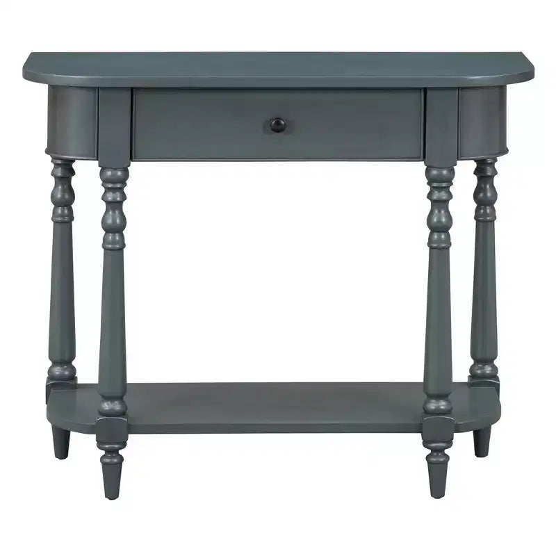 Console étroite vintage avec rangement, Table d'entrée en bois avec tiroir supérieur et étagère ouverte, Table de canapé rétro pour entrée et couloir
