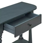 Console étroite vintage avec rangement, Table d'entrée en bois avec tiroir supérieur et étagère ouverte, Table de canapé rétro pour entrée et couloir