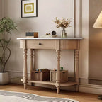 Console étroite vintage avec rangement, Table d'entrée en bois avec tiroir supérieur et étagère ouverte, Table de canapé rétro pour entrée et couloir