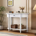 Console étroite vintage avec rangement, Table d'entrée en bois avec tiroir supérieur et étagère ouverte, Table de canapé rétro pour entrée et couloir